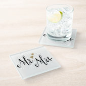 Verlobung- und Hochzeitsstipendiaten Glasuntersetzer (Schrägansicht)