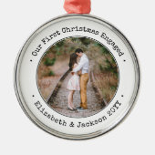 Verlobung Unsere ersten Weihnachten Einfach Schwar Ornament Aus Metall (Vorne)