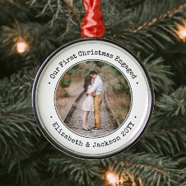 Verlobung Unsere ersten Weihnachten Einfach Schwar Ornament Aus Metall