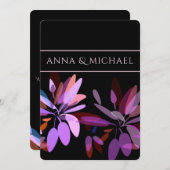 Verlobung/Vivid Lila, rosa und schwarze Blume Einladung (Vorne/Hinten)