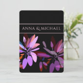 Verlobung/Vivid Lila, rosa und schwarze Blume Einladung (Stehend Vorderseite)