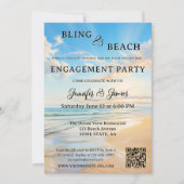 Verlobung von Bling and Beach Foto Einladung (Vorderseite)