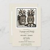 Verlobung von Brien und Groom Aloha Ananas Tiki Einladung (Vorne/Hinten)