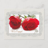 Verlobung von rote Rosen Ankündigungspostkarte (Vorderseite)