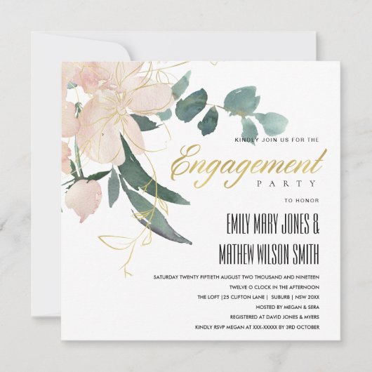 VERLOBUNG WASSERFARBE EINLADUNG (Vorderseite)