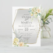 VERLOBUNG | Wasserfarbe Elfenbeingelbe Rose Einladung (Stehend Vorderseite)
