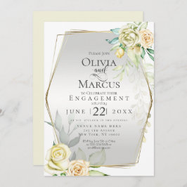 VERLOBUNG | Wasserfarbe Elfenbeingelbe Rose Einladung