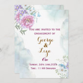 Verlobung Watercolor Grüne Einladung (Vorne/Hinten)