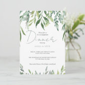 Verlobung Watercolor Grüne Einladung (Stehend Vorderseite)