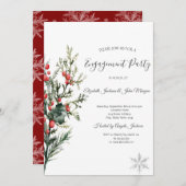 Verlobung Watercolor Holly Berry Greenery Einladung (Vorne/Hinten)