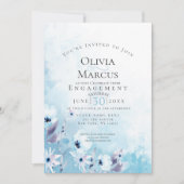VERLOBUNG | Watercolor Sky Blue Anemone Garden Einladung (Vorderseite)