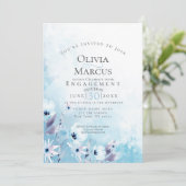 VERLOBUNG | Watercolor Sky Blue Anemone Garden Einladung (Stehend Vorderseite)