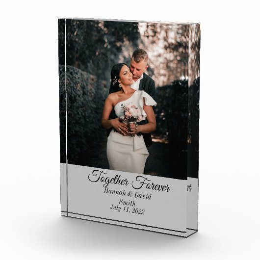 Verlobung Wedding Foto und Name Block grau (Rechts)