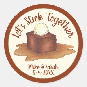 Verlobung Wedding Party Sticky Toffee Pudding Runder Aufkleber
