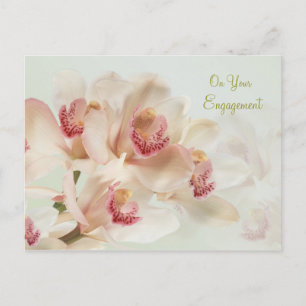 Verlobung - Whitw Orchids in voller Blüte Postkart Postkarte