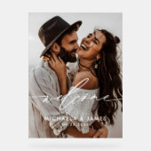 Verlobung Willkommen Elegantes Script Modernes Fot Acrylschild (Vorderseite)