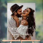 Verlobung Willkommen Elegantes Script Modernes Fot Acrylschild (Neutral)