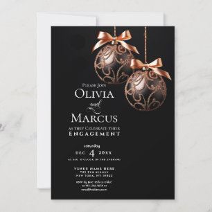 VERLOBUNG   Winter Rose Gold Onyx Baubles Einladung