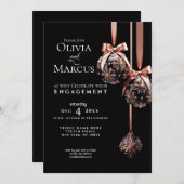 VERLOBUNG | Winterrosa und Onyx Baubles Einladung (Vorne/Hinten)