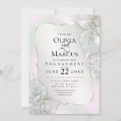 VERLOBUNG | Wispy Pink Shimmery Blätter Einladung (Vorderseite)