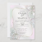 VERLOBUNG | Wispy Pink Shimmery Blätter Einladung (Vorderseite)