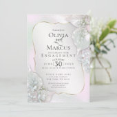 VERLOBUNG | Wispy Pink Shimmery Blätter Einladung (Stehend Vorderseite)
