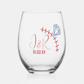 Verlobung zum Hochzeitsring im Baseball Weinglas Ohne Stiel (Vorderseite)