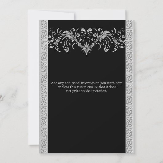 Verlobung zum Silberschwarzen Hochzeitstag Einladung (Rückseite)