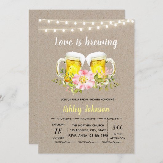 Verlobungs-Liebe braut Einladung (Vorne/Hinten)