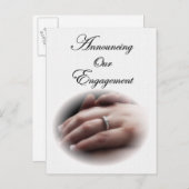 Verlobungs-Mitteilungs-Hand mit Ring Ankündigungspostkarte (Vorne/Hinten)