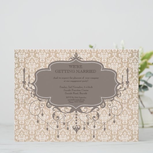 Verlobungs-Party-Antiken-Leuchter-Foto laden ein Einladung (Stehend Vorderseite)