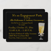 Verlobungs-Party-Champagne-Toastpfirsichband Einladung (Vorne/Hinten)