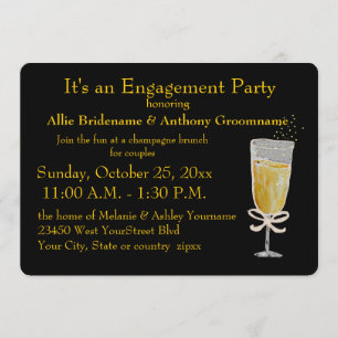 Verlobungs-Party-Champagne-Toastpfirsichband Einladung