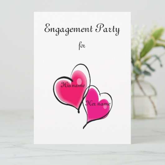 Verlobungs-Party Einladungs-Schablone Einladung (Stehend Vorderseite)