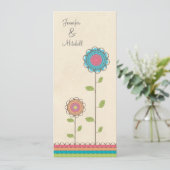 Verlobungs-Party-glückliche bunte Blumen-Einladung Einladung (Stehend Vorderseite)