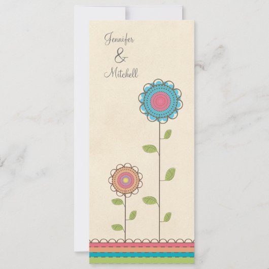 Verlobungs-Party-glückliche bunte Blumen-Einladung Einladung (Vorderseite)