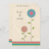 Verlobungs-Party-glückliche bunte Blumen-Einladung Einladung (Vorne/Hinten)