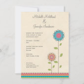 Verlobungs-Party-glückliche bunte Blumen-Einladung Einladung (Rückseite)