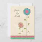 Verlobungs-Party-glückliche bunte Blumen-Einladung Einladung (Vorderseite)