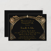 Verlobungs-Party, großes Gatsby, KunstDeko, Einladung (Vorne/Hinten)