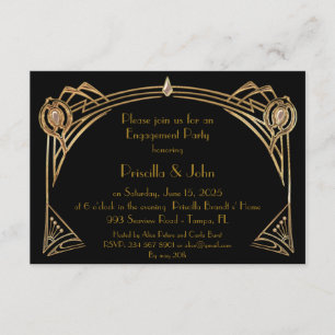 Verlobungs-Party, großes Gatsby, KunstDeko, Einladung