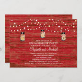 Verlobungs-Party-rustikales hölzernes Maurer-Glas Einladung (Vorne/Hinten)