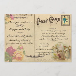Verlobungs-Party, Vintage, alte Postkartenart Einladung