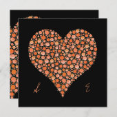 Verlobungs-Schwarzes mit orange Rosen-Herzen laden Einladung (Vorne/Hinten)