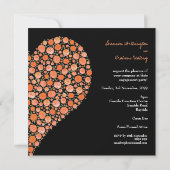 Verlobungs-Schwarzes mit orange Rosen-Herzen laden Einladung (Rückseite)