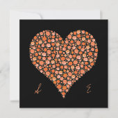 Verlobungs-Schwarzes mit orange Rosen-Herzen laden Einladung (Vorderseite)