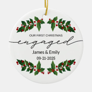 Verlobungs-Weihnachtsschmuck, Erstes Weihnachten Keramik Ornament