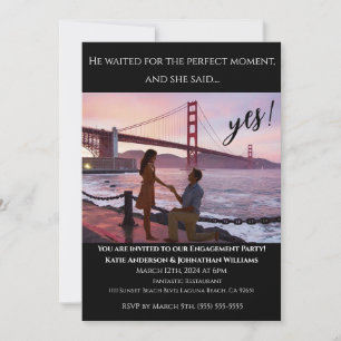 Verlobungsfeier-Foto-Hintergrund San Francisco- Einladung