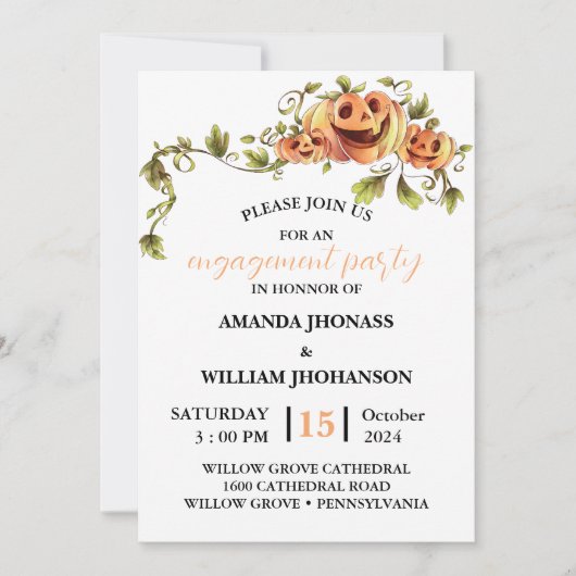 Verlobungsfeier Herbst halloween beängstigender Kü Einladung (Vorderseite)