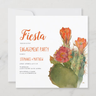 Verlobungsfeier Kaktus Aquarell Blumenschriftzug Einladung